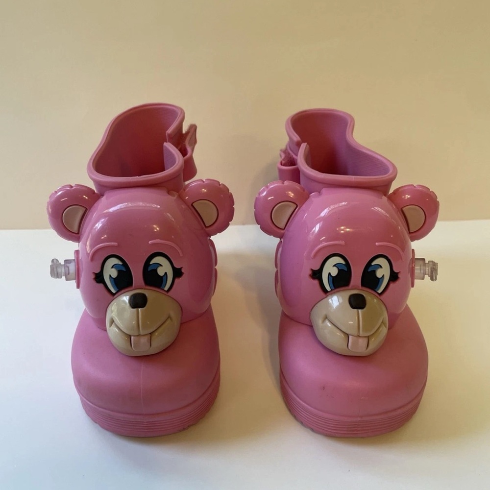 Mini Melissa x Jeremy Scott Pink Monkey Rainboots Water Resistant Toddler 7/8